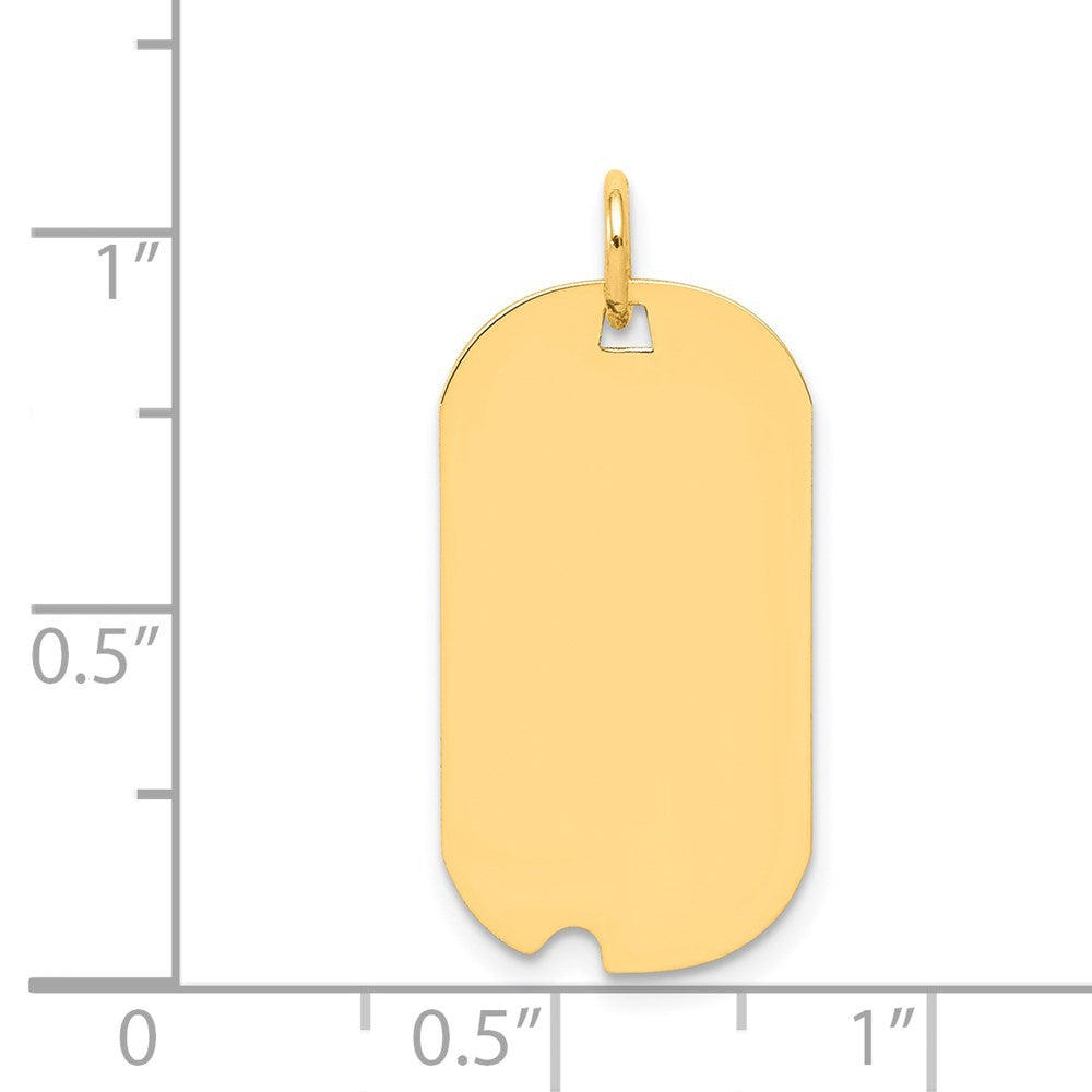 14k Plain .018 Gauge Engravable 25x13mm Dog Tag with Notch Disc Charm