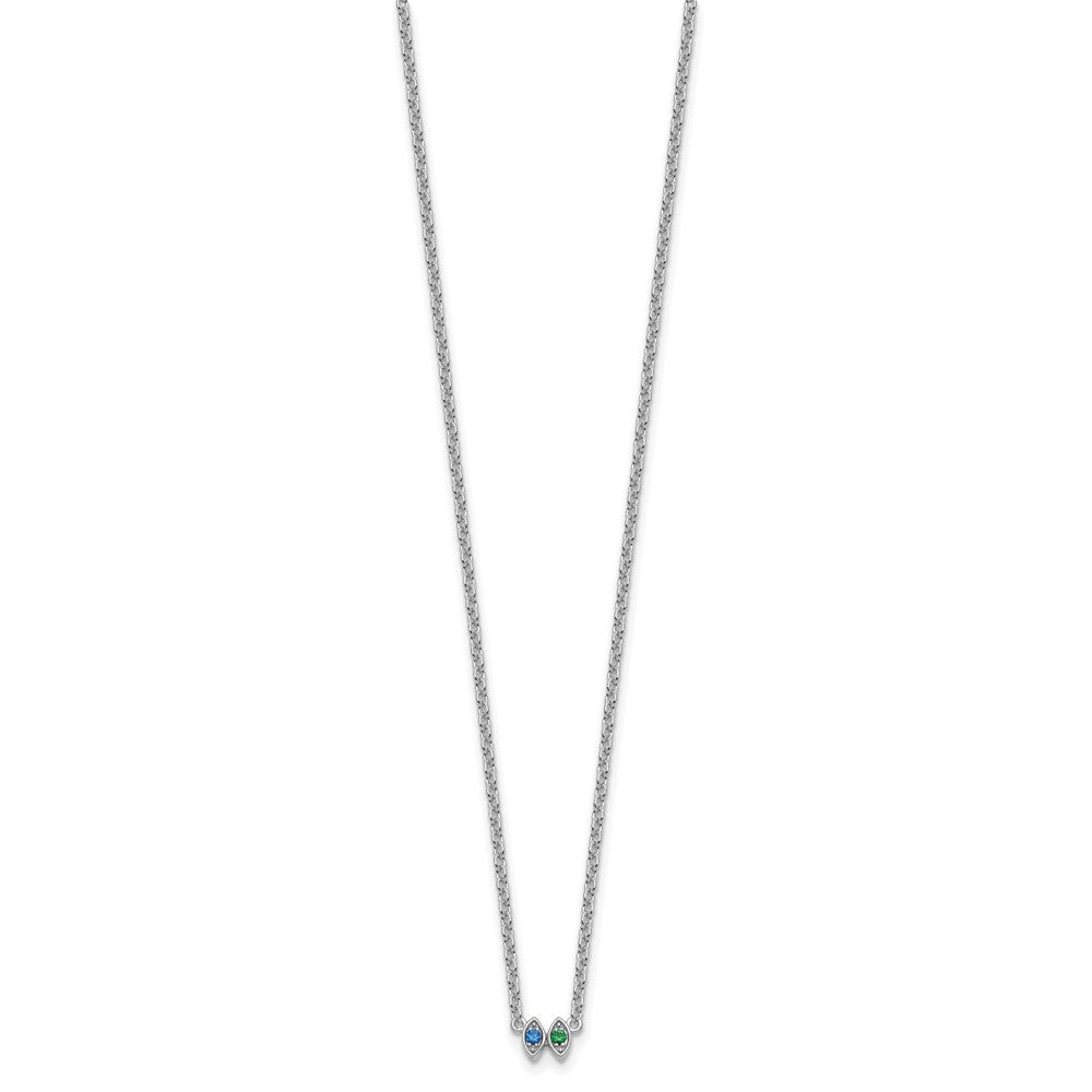 14k White Gold 2 Birthstone Necklace Mounting