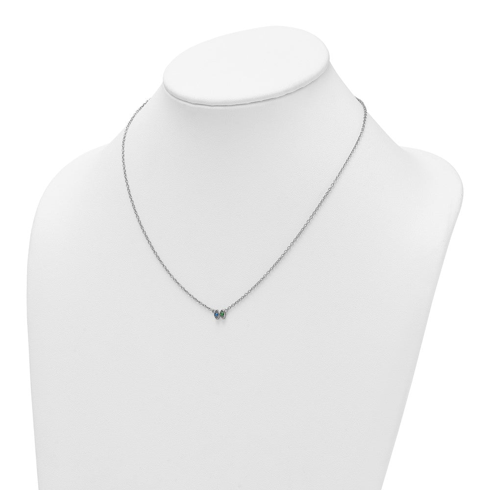 14k White Gold 2 Birthstone Necklace Mounting