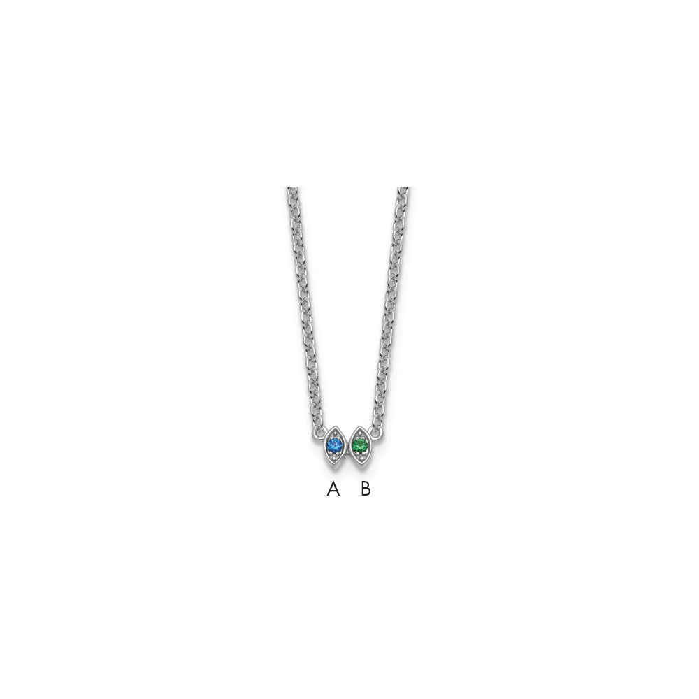 14k White Gold 2 Birthstone Necklace Mounting
