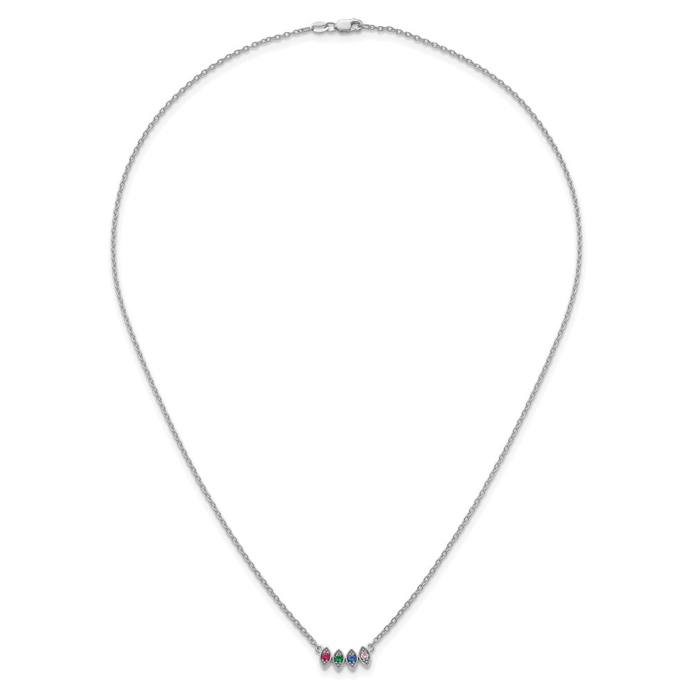 14k White Gold 4 Birthstone Mother's Necklace Mounting