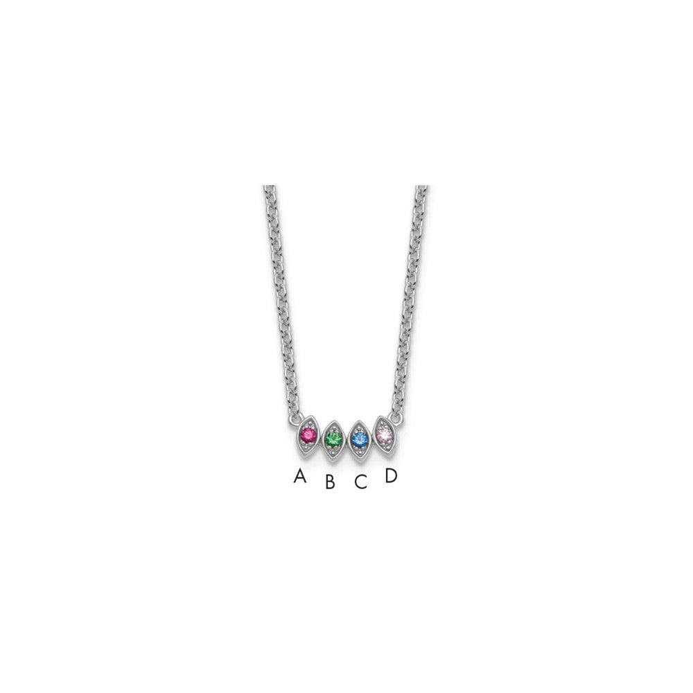 14k White Gold 4 Birthstone Mother's Necklace Mounting