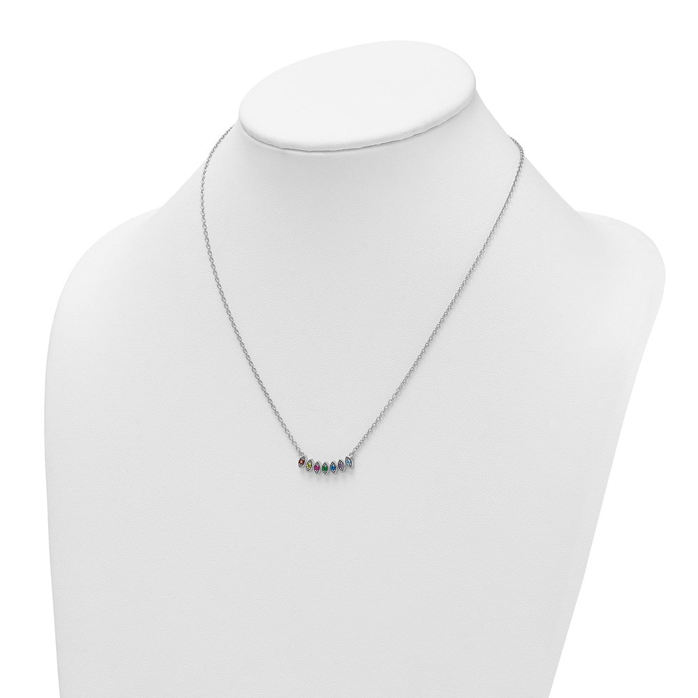 14k White Gold 7 Birthstone Mother's Necklace Mounting