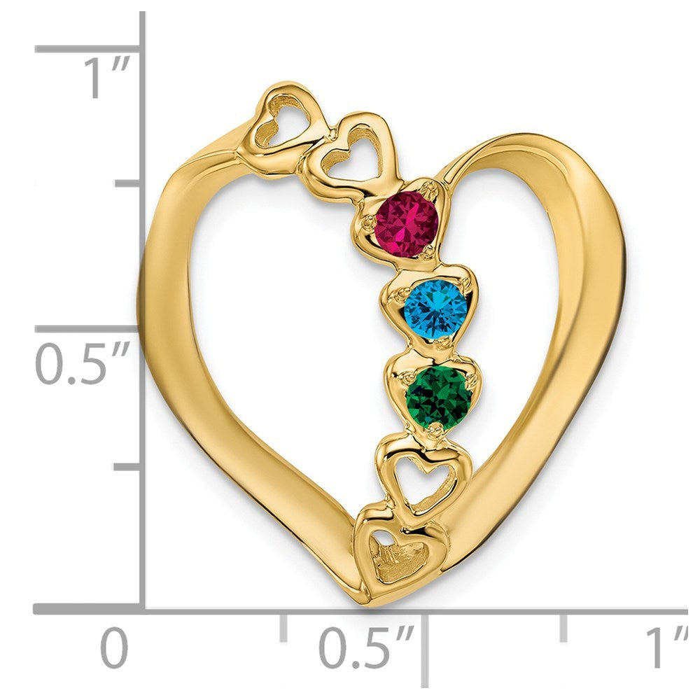 14k Polished 3-Stone Mothers Heart Slide Mounting