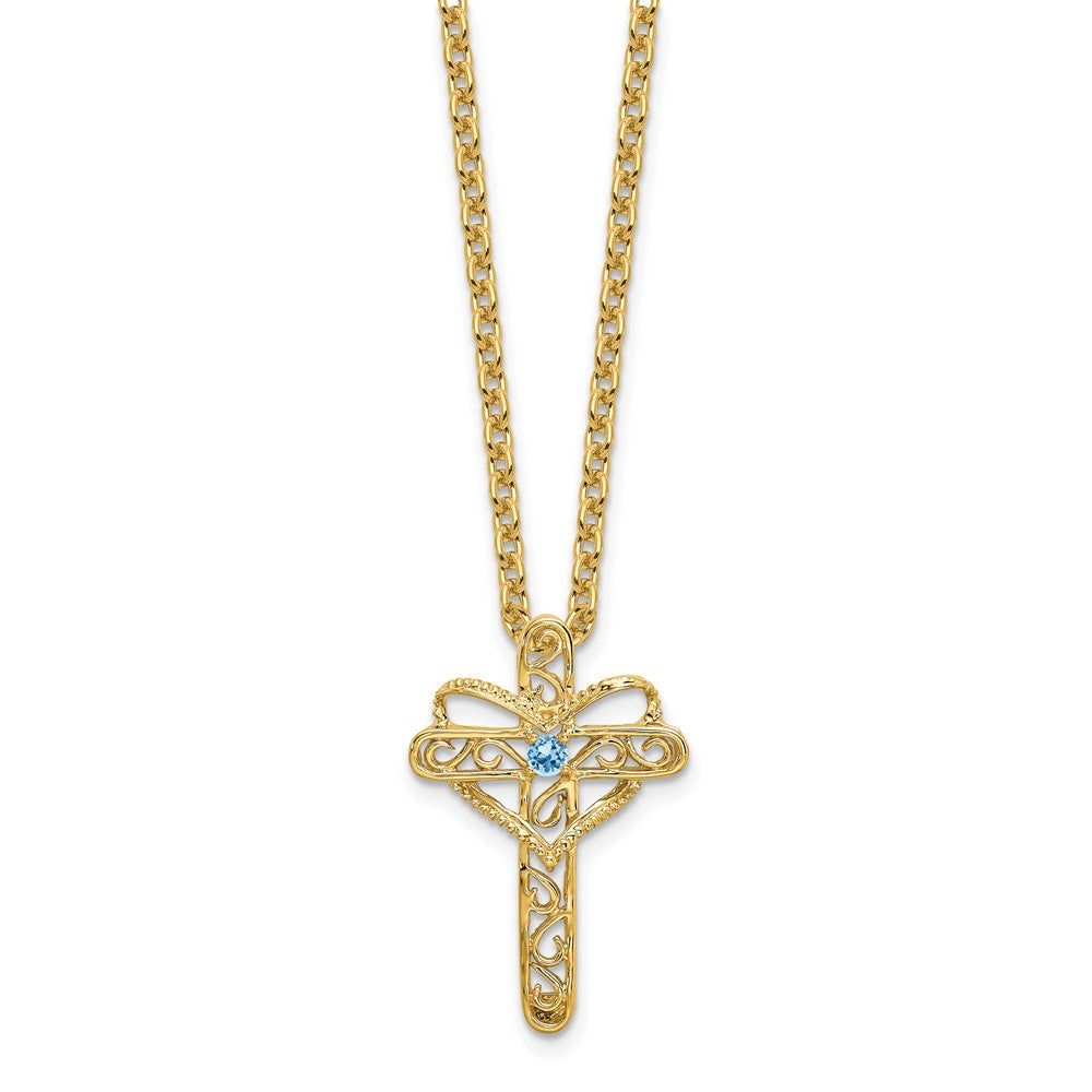 14k Polished Filigree 1-Stone Mothers Cross Pendant Mounting