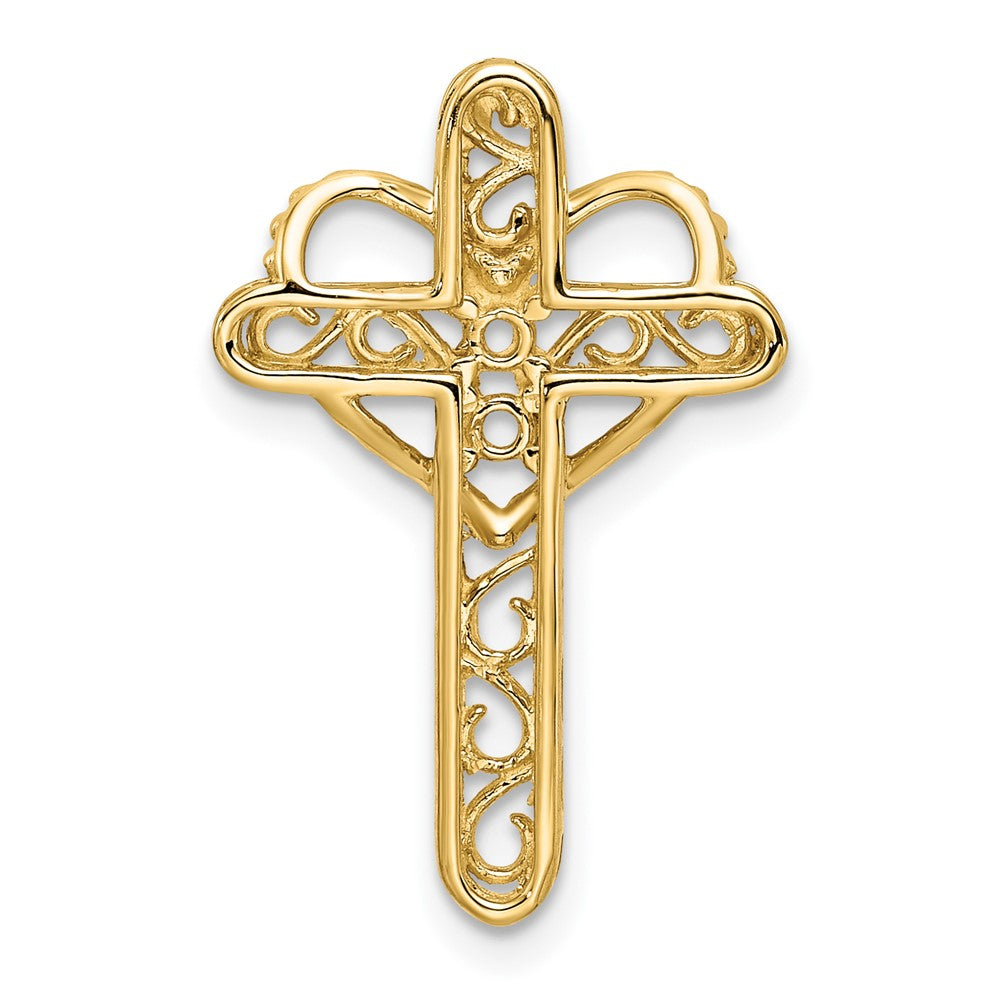 14k Polished Filigree 2-Stone Mothers Cross Pendant Mounting