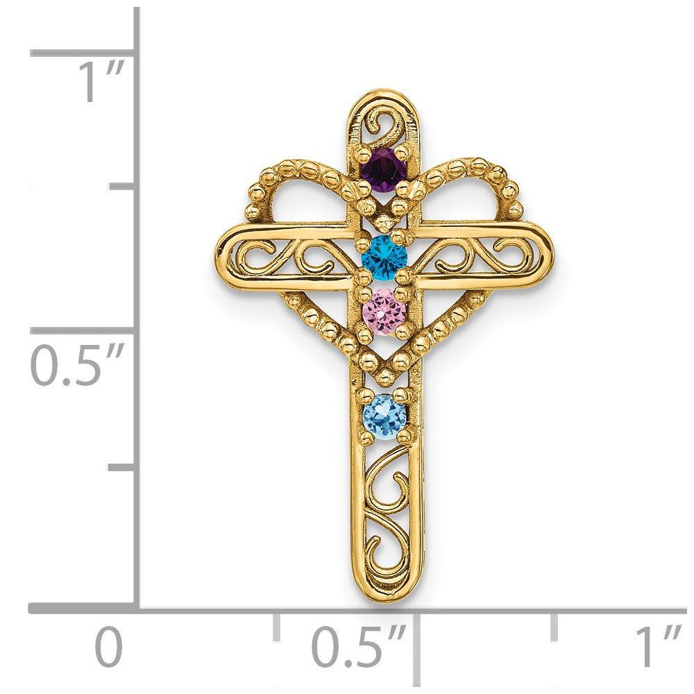 14k Polished Filigree 4-Stone Mothers Cross Pendant Mounting