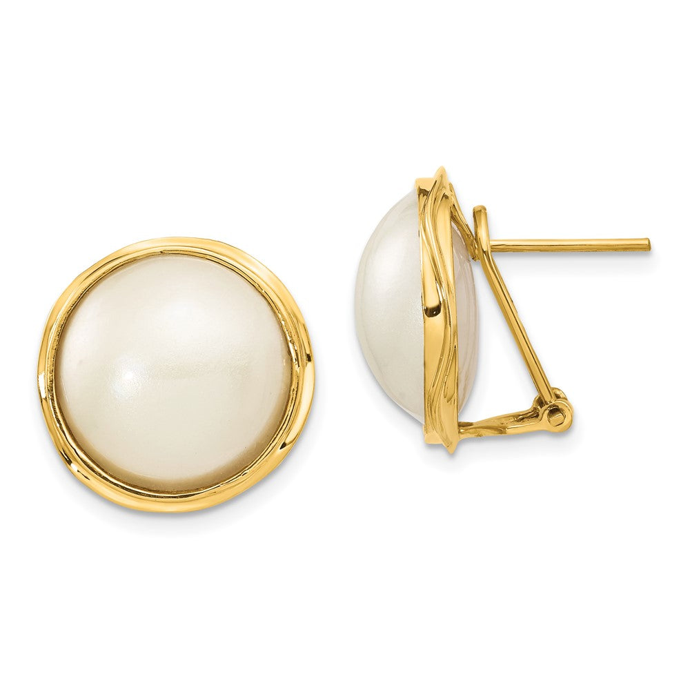 14k Yellow gold;Omega back;Freshwater cultured pearl