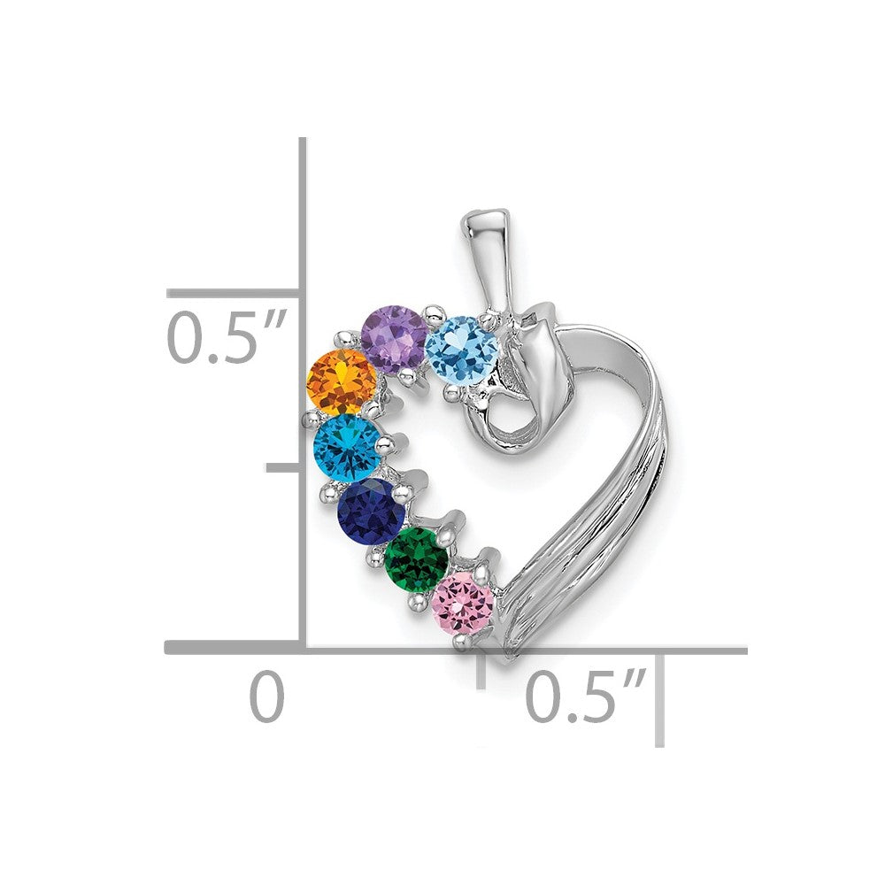 14k White Gold 7 Stone Family Pendant Mounting