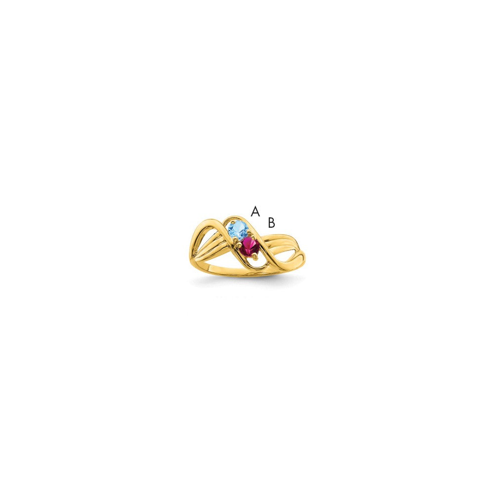 14k Polished 2-Stone Mothers Ring Mounting