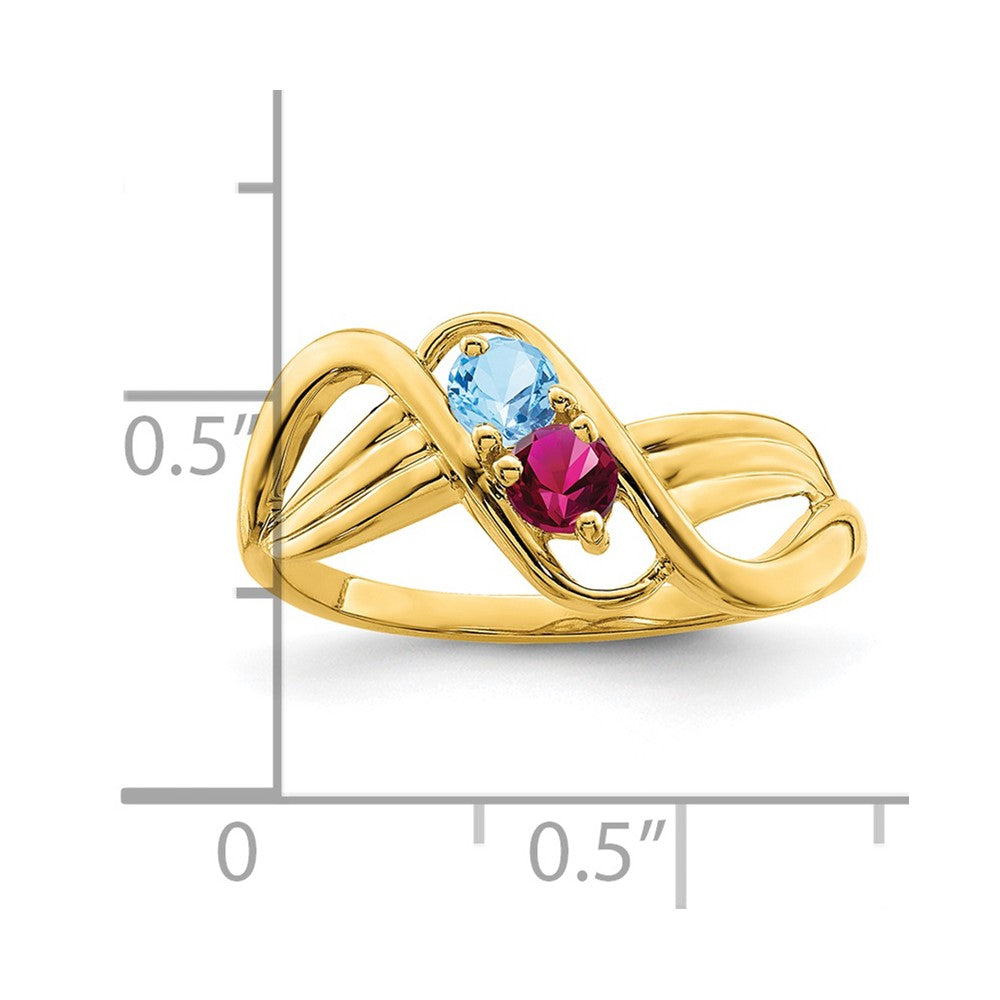 14k Polished 2-Stone Mothers Ring Mounting