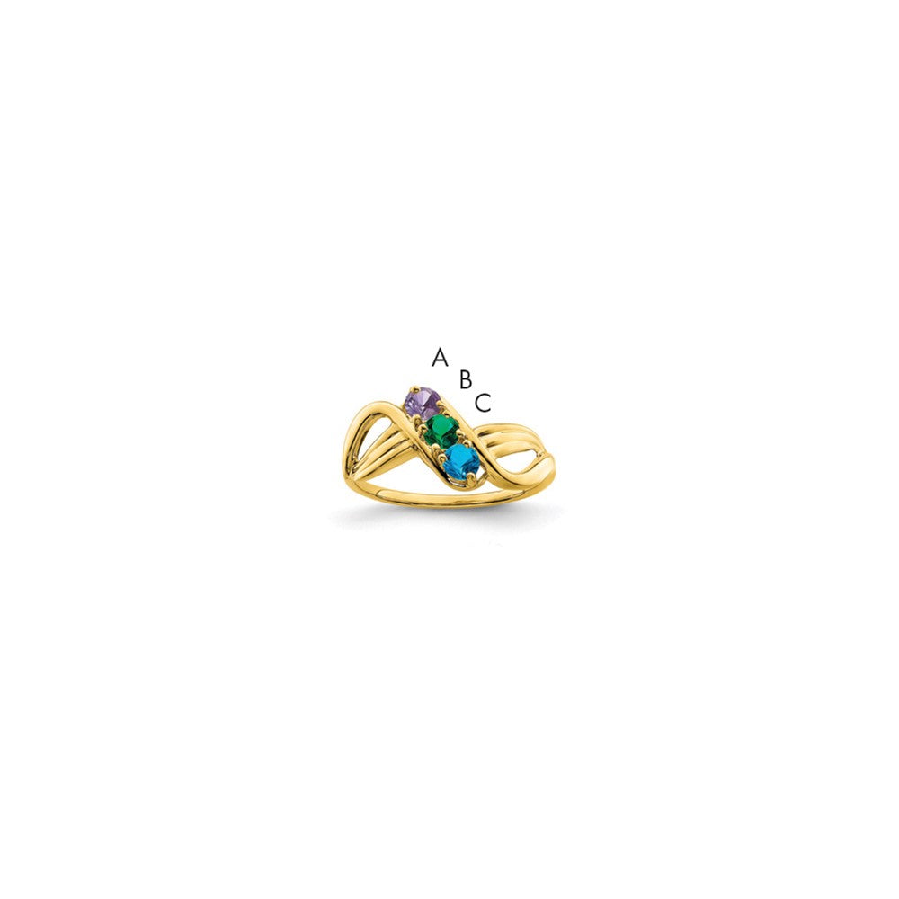 14k Polished 3-Stone Mothers Ring Mounting