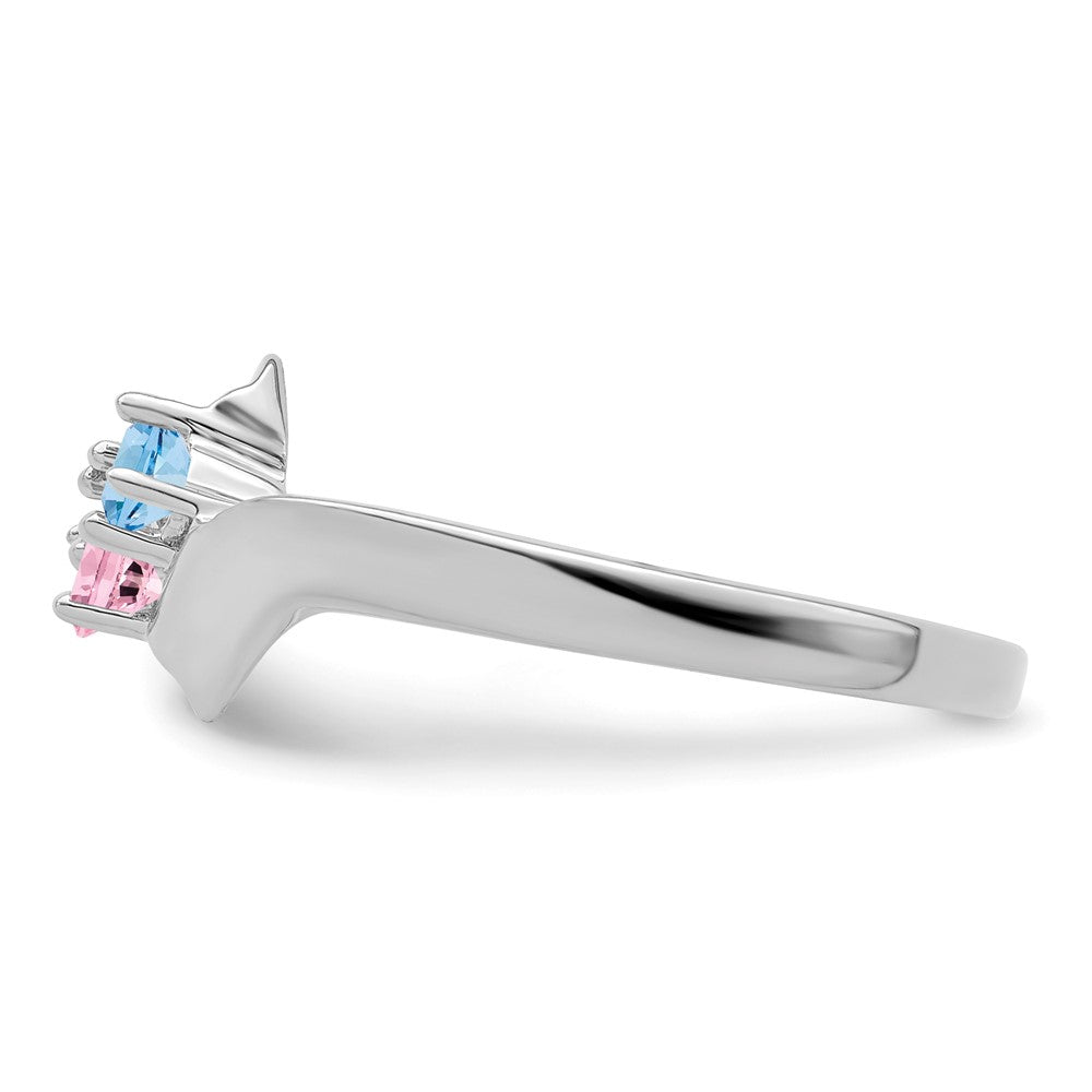 14k White Gold Polished 2-Stone Mothers Ring Mounting