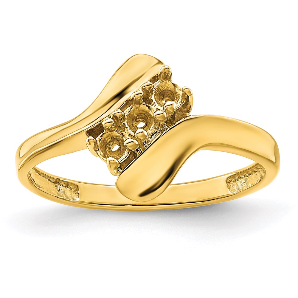 14k Polished 3-Stone Mothers Ring Mounting
