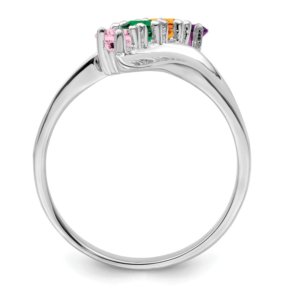 14k White Gold Polished 4-Stone Mothers Ring Mounting
