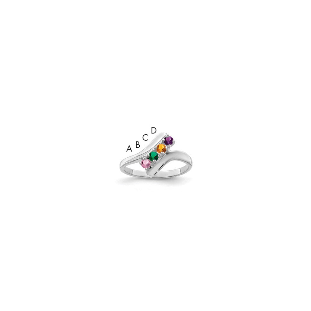 14k White Gold Polished 4-Stone Mothers Ring Mounting