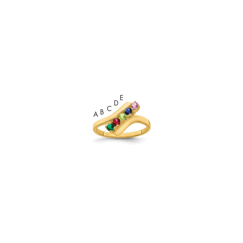 14k Polished 5-Stone Mothers Ring Mounting