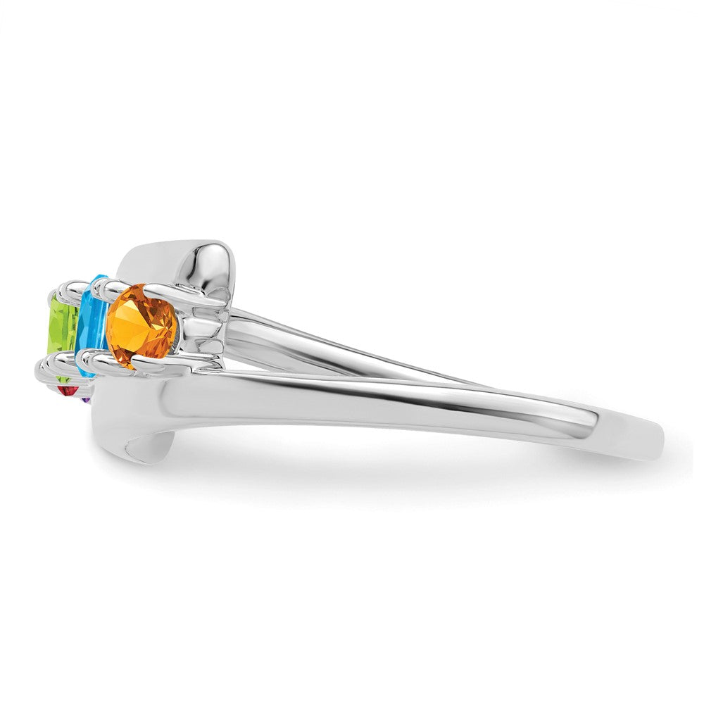 14k White Gold Polished 5-Stone Mothers Ring Mounting