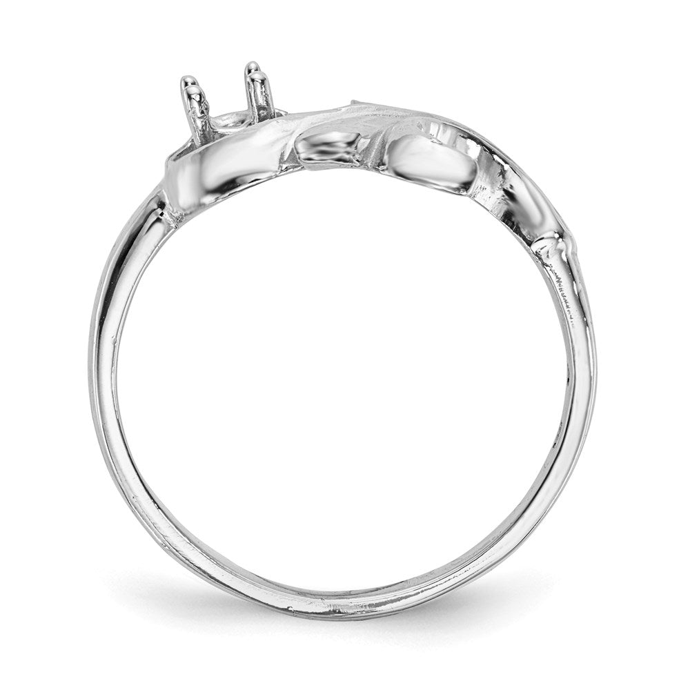 14k White Gold Polished 1-Stone Mothers Ring Mounting