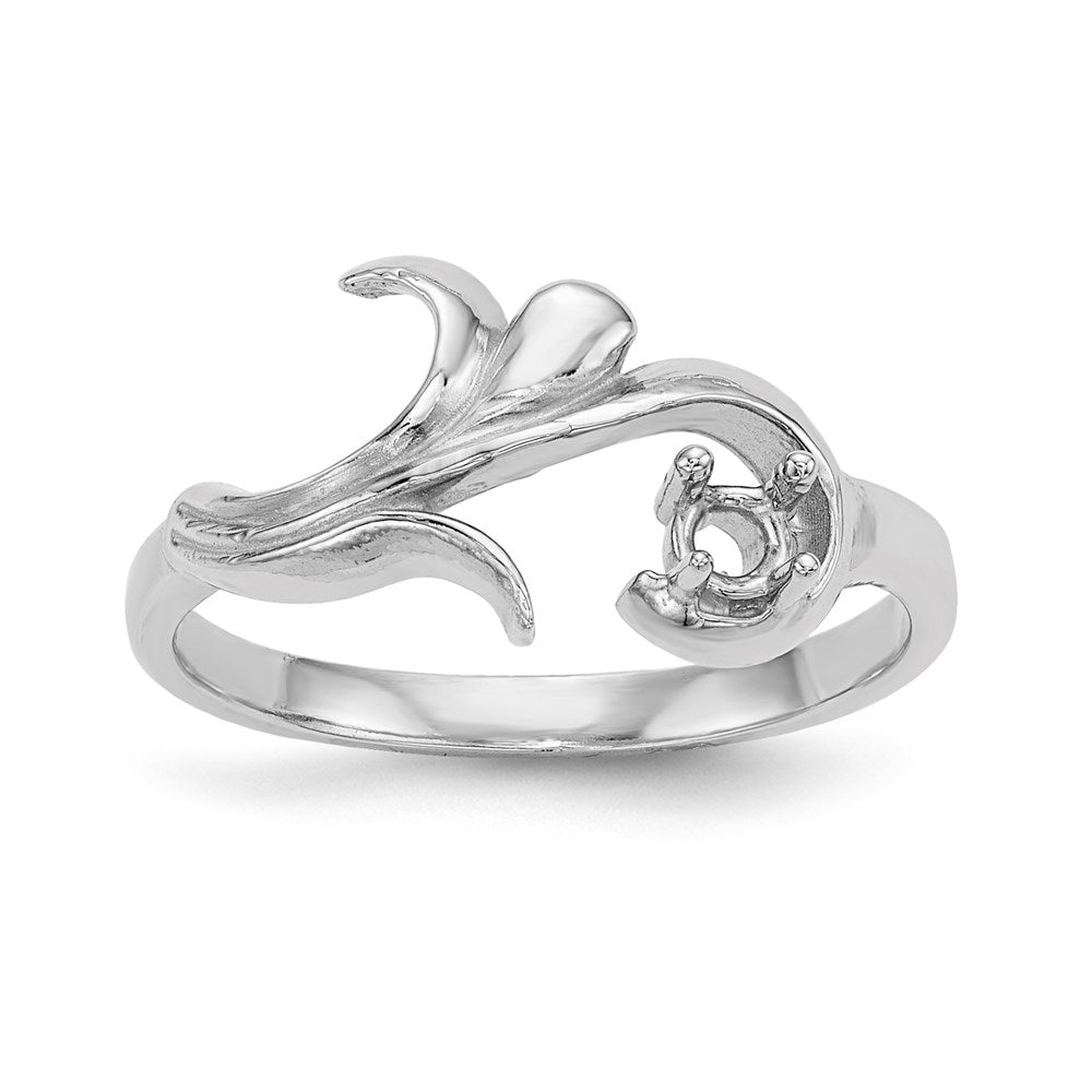 14k White Gold Polished 1-Stone Mothers Ring Mounting