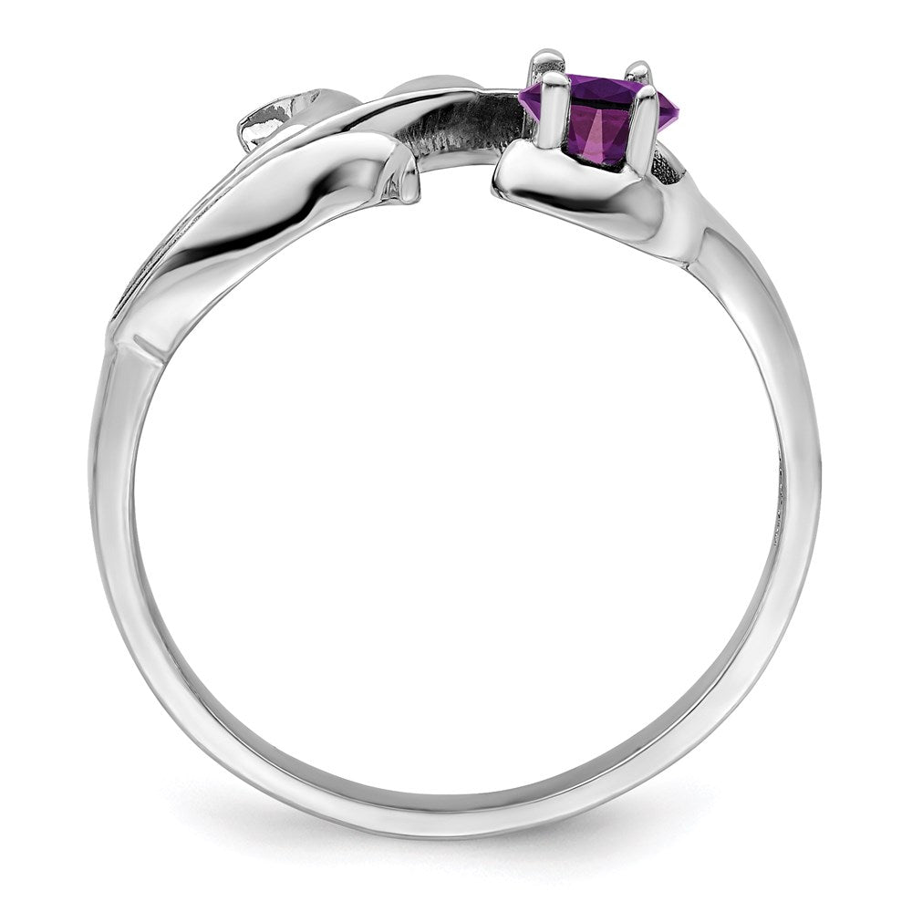 14k White Gold Polished 1-Stone Mothers Ring Mounting