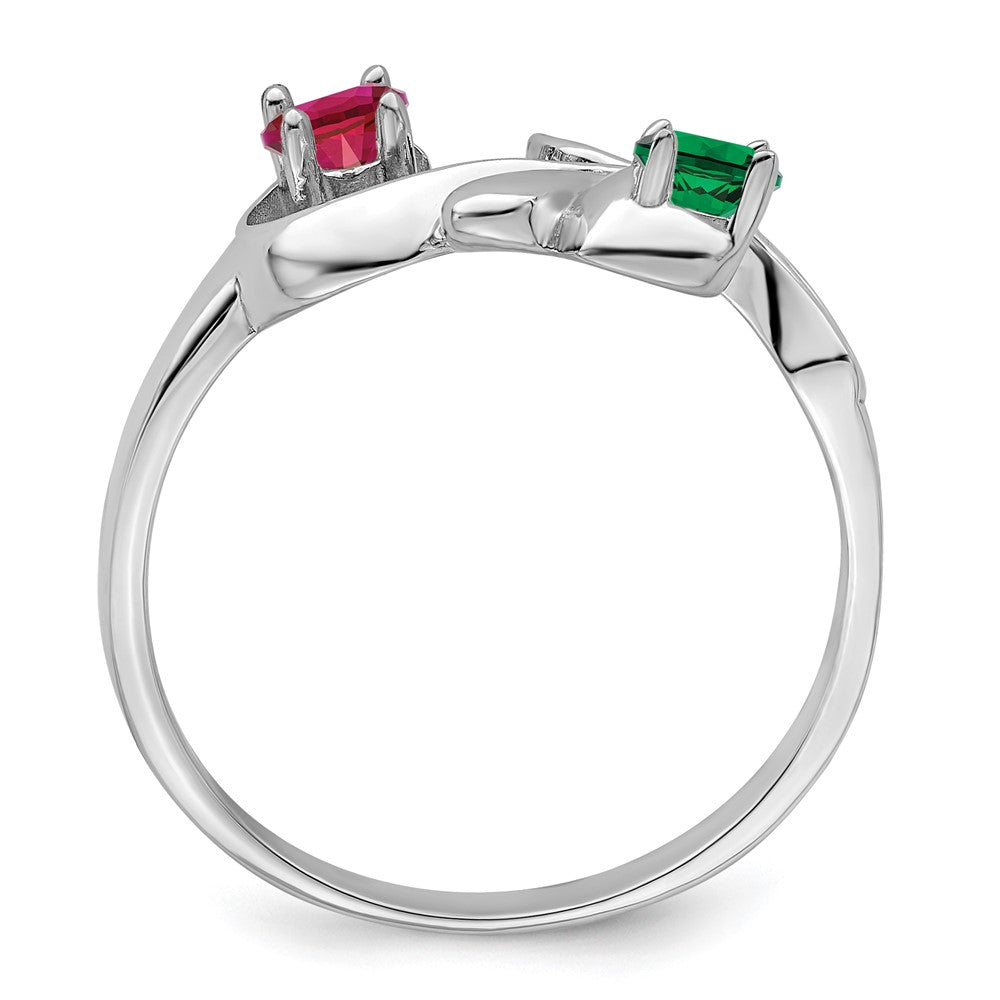 14k White Gold Polished 2-Stone Mothers Ring Mounting