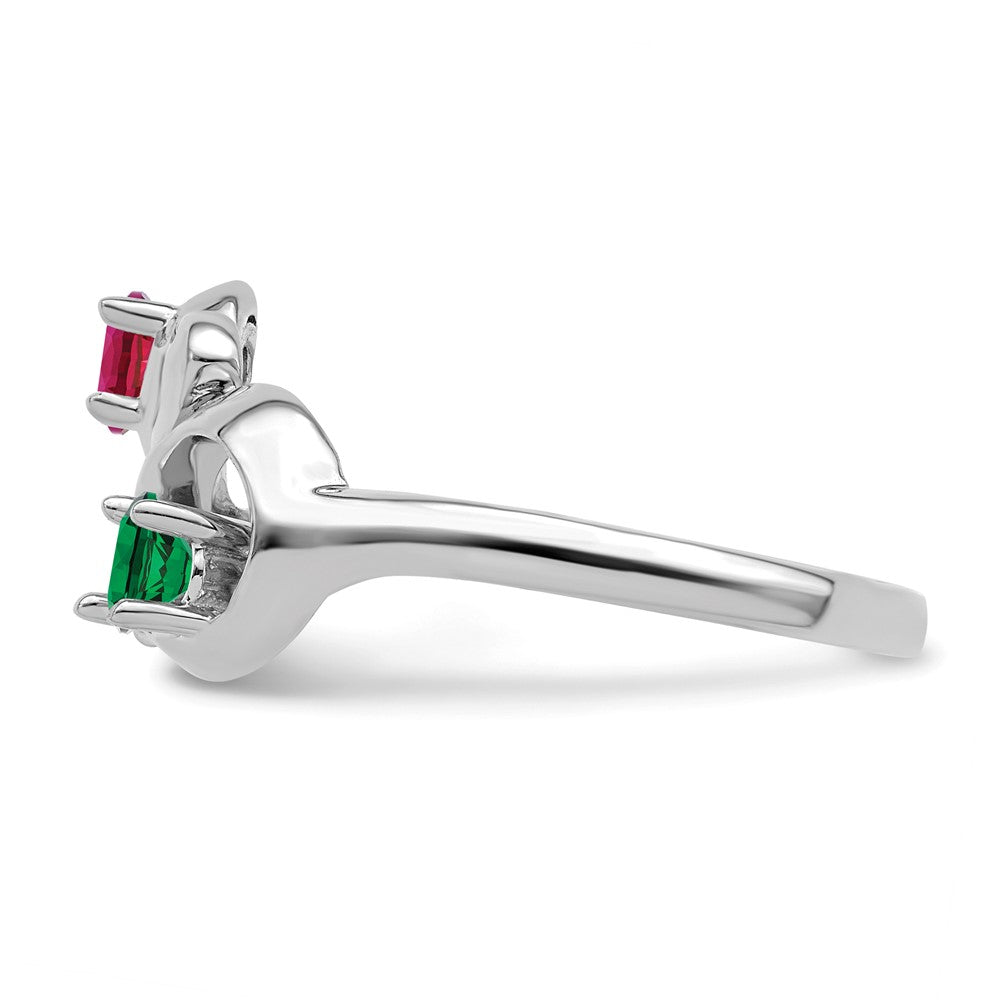 14k White Gold Polished 2-Stone Mothers Ring Mounting