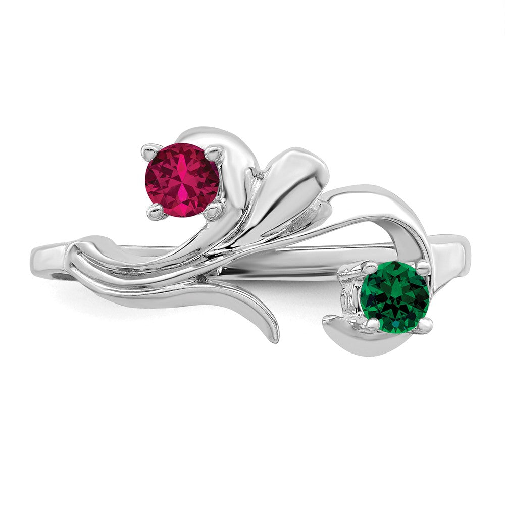 14k White Gold Polished 2-Stone Mothers Ring Mounting