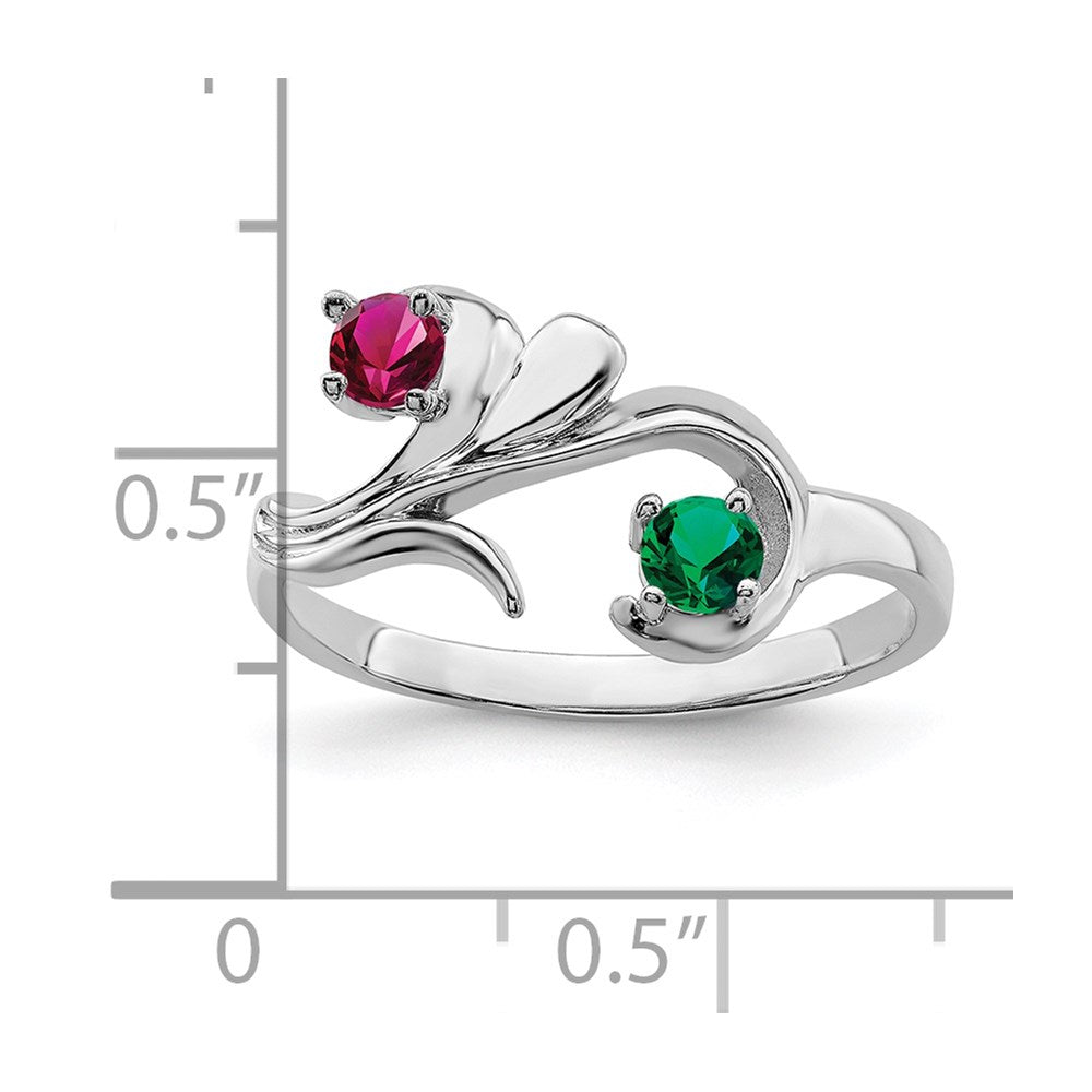 14k White Gold Polished 2-Stone Mothers Ring Mounting