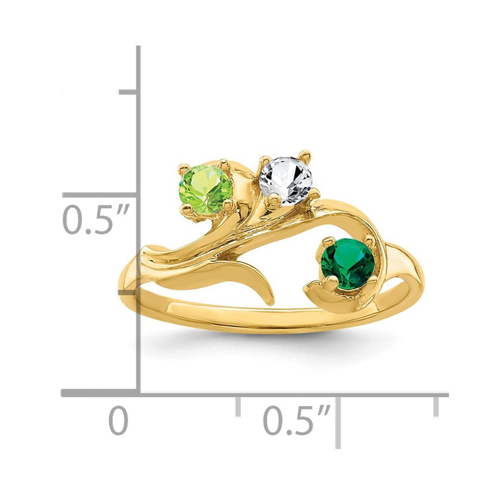 14k Polished 3-Stone Mothers Ring Mounting