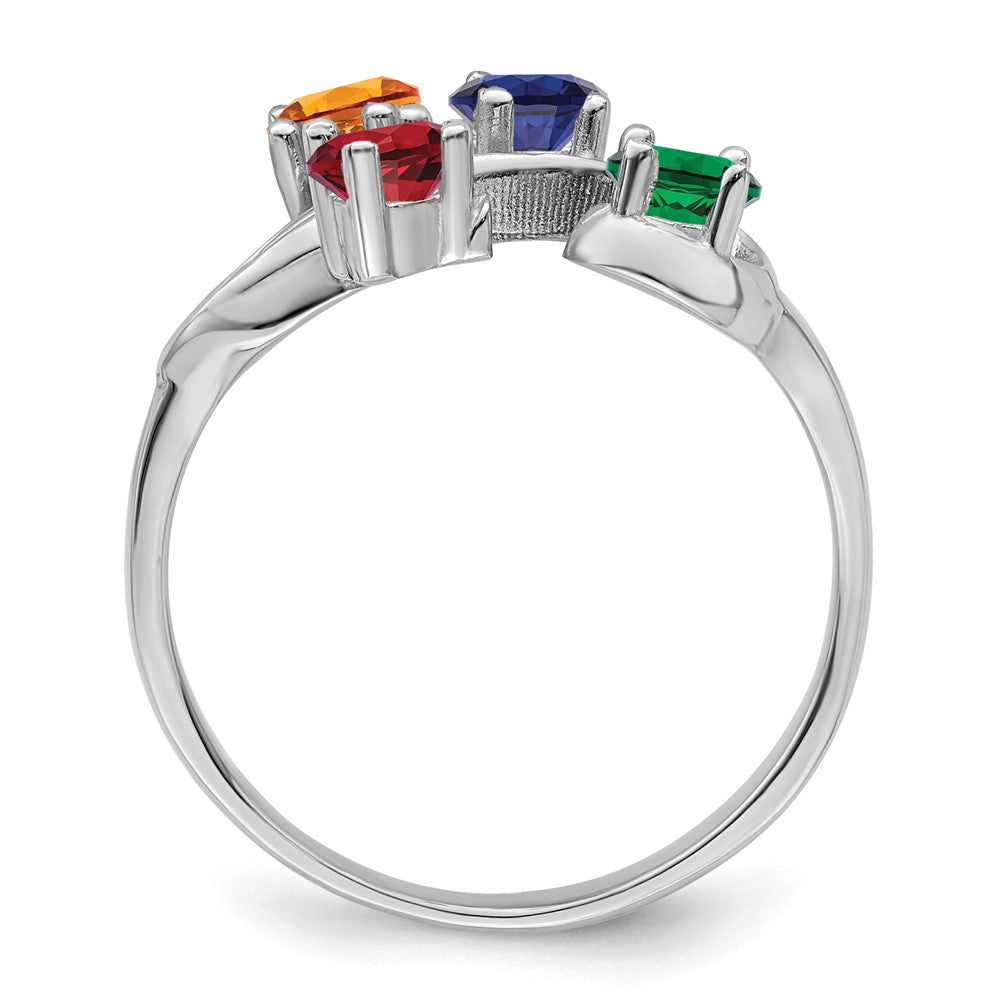 14k White Gold Polished 4-Stone Mothers Ring Mounting