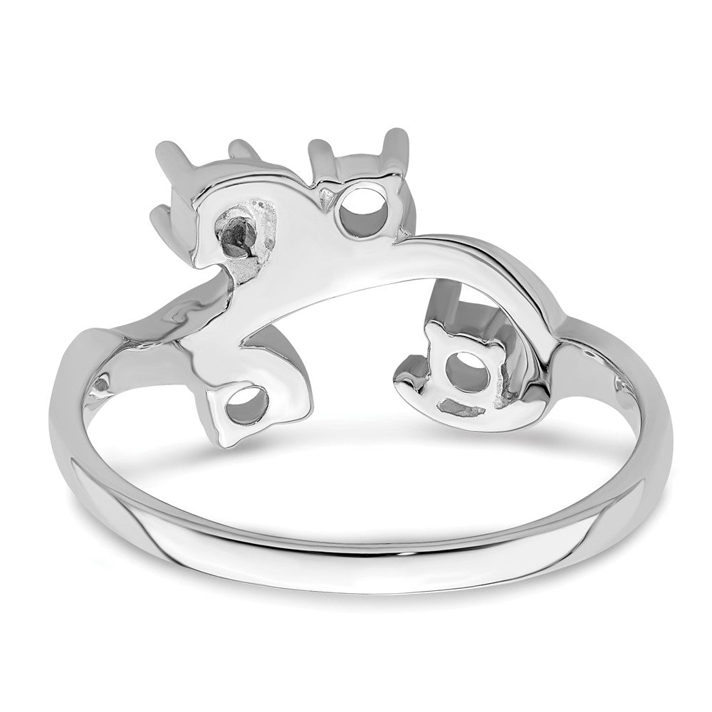 14k White Gold Polished 4-Stone Mothers Ring Mounting
