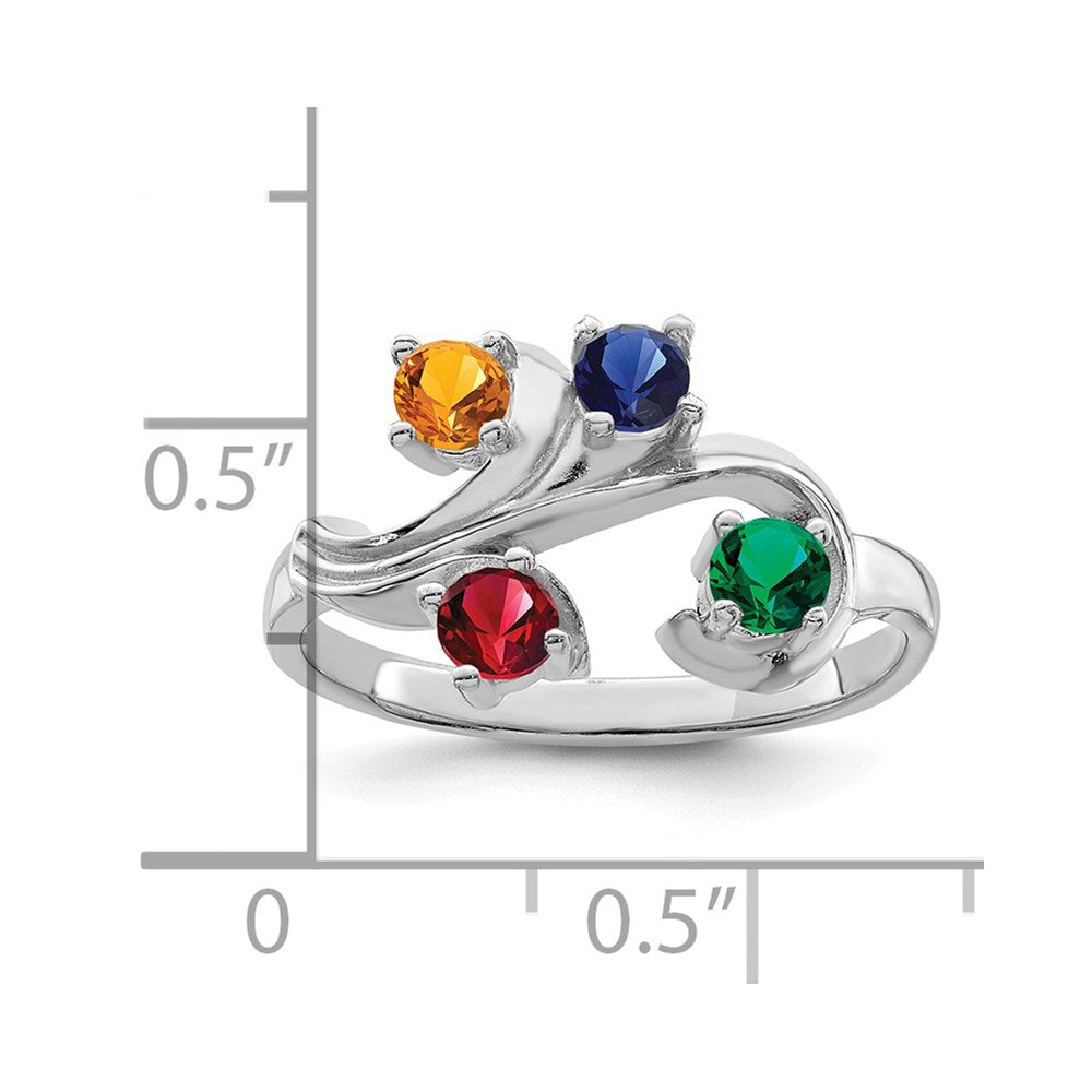 14k White Gold Polished 4-Stone Mothers Ring Mounting