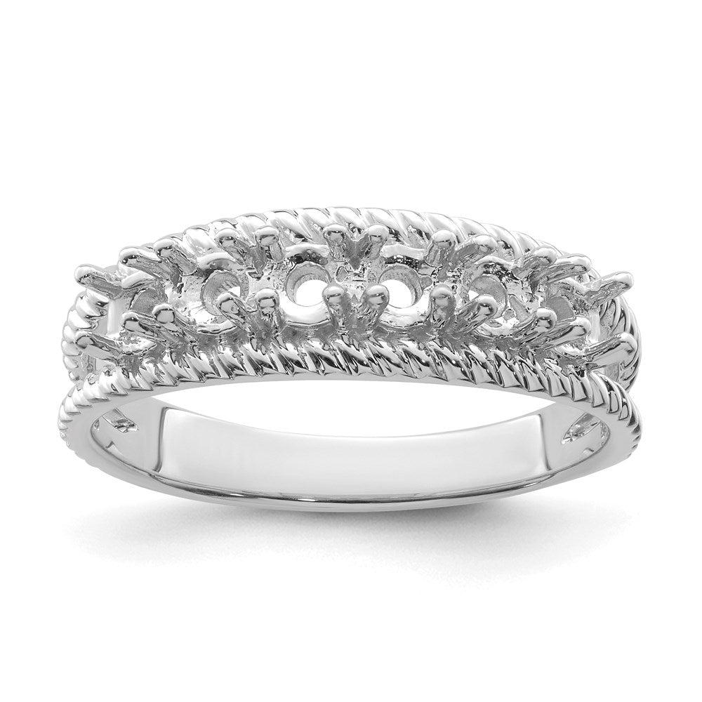14k White Gold Polished 6-Stone Mothers Ring Mounting