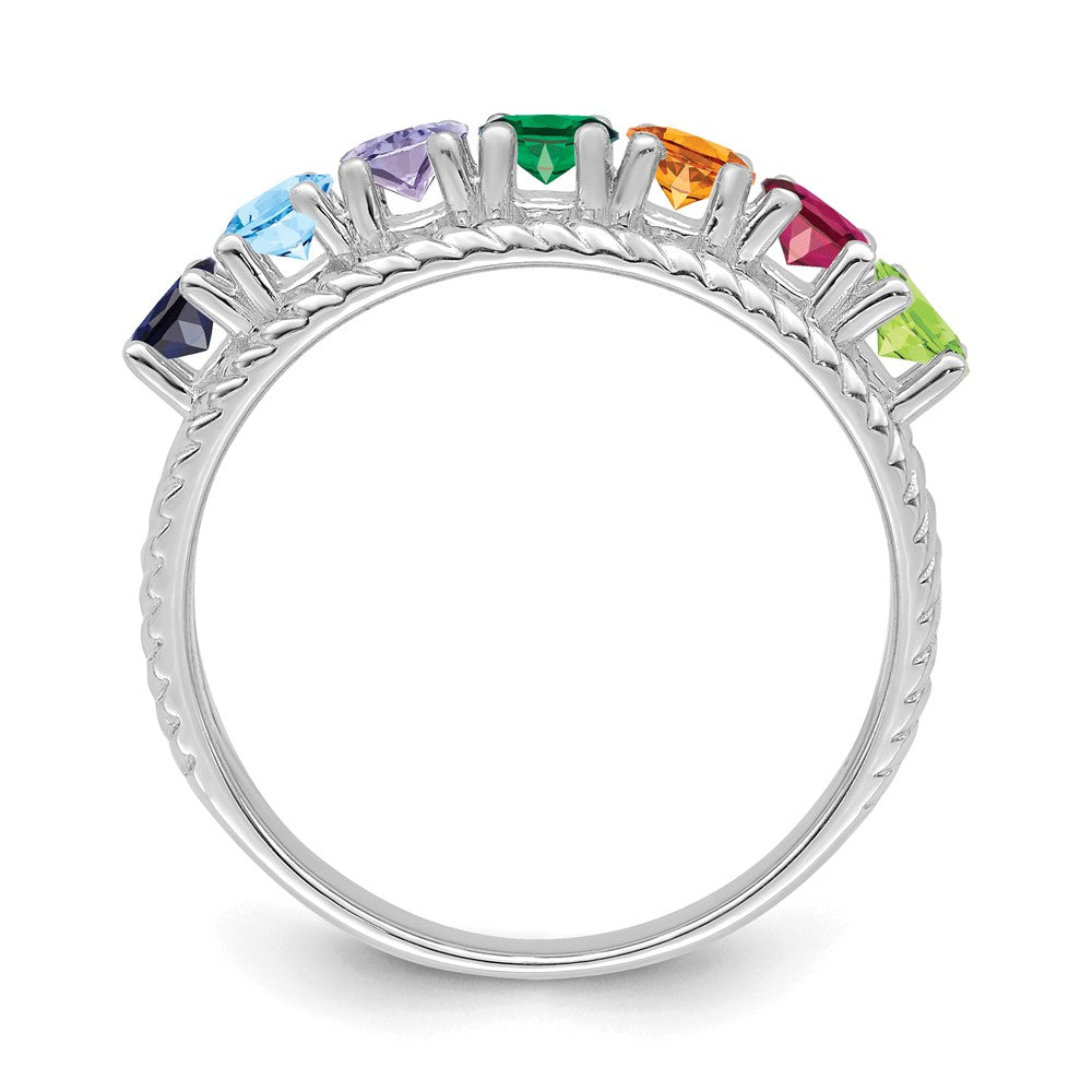 14k White Gold Polished 7-Stone Mothers Ring Mounting