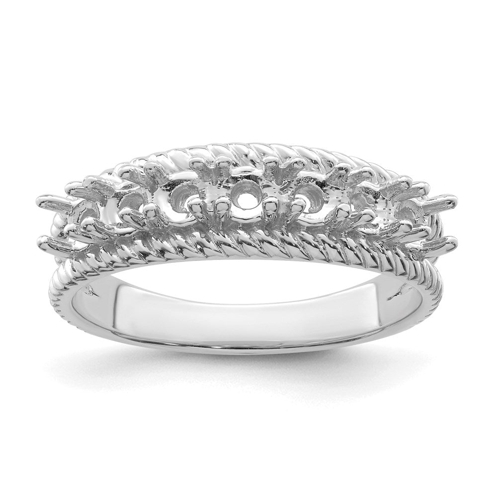 14k White Gold Polished 7-Stone Mothers Ring Mounting