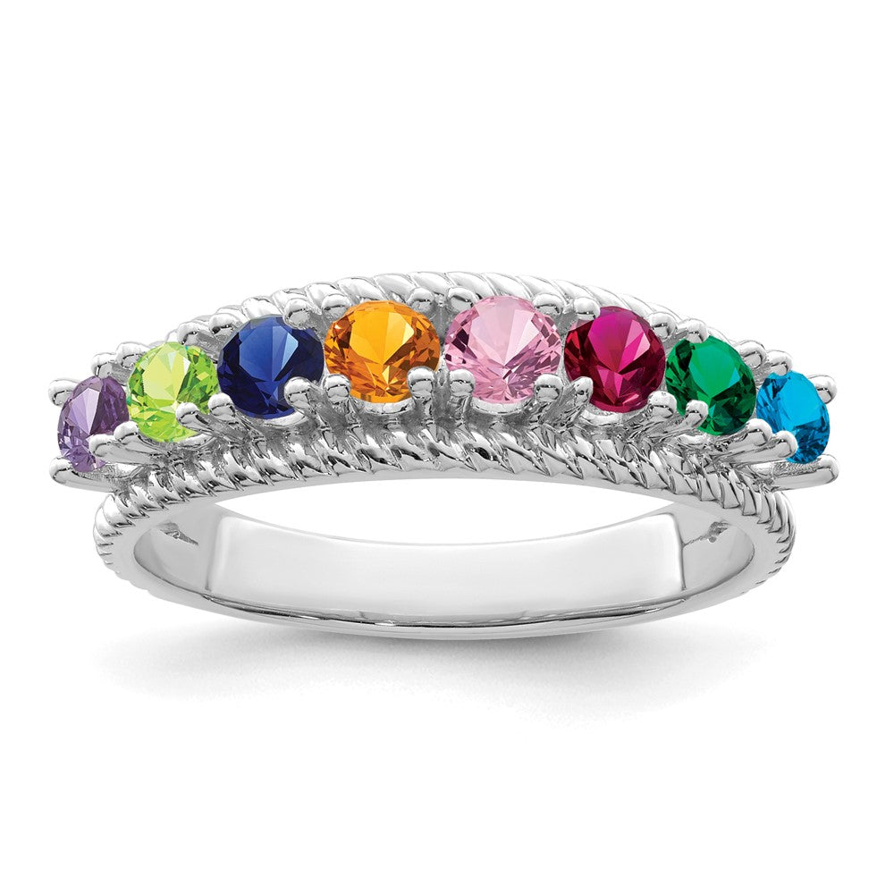 14k White Gold Synthetic Family Jewelry Ring