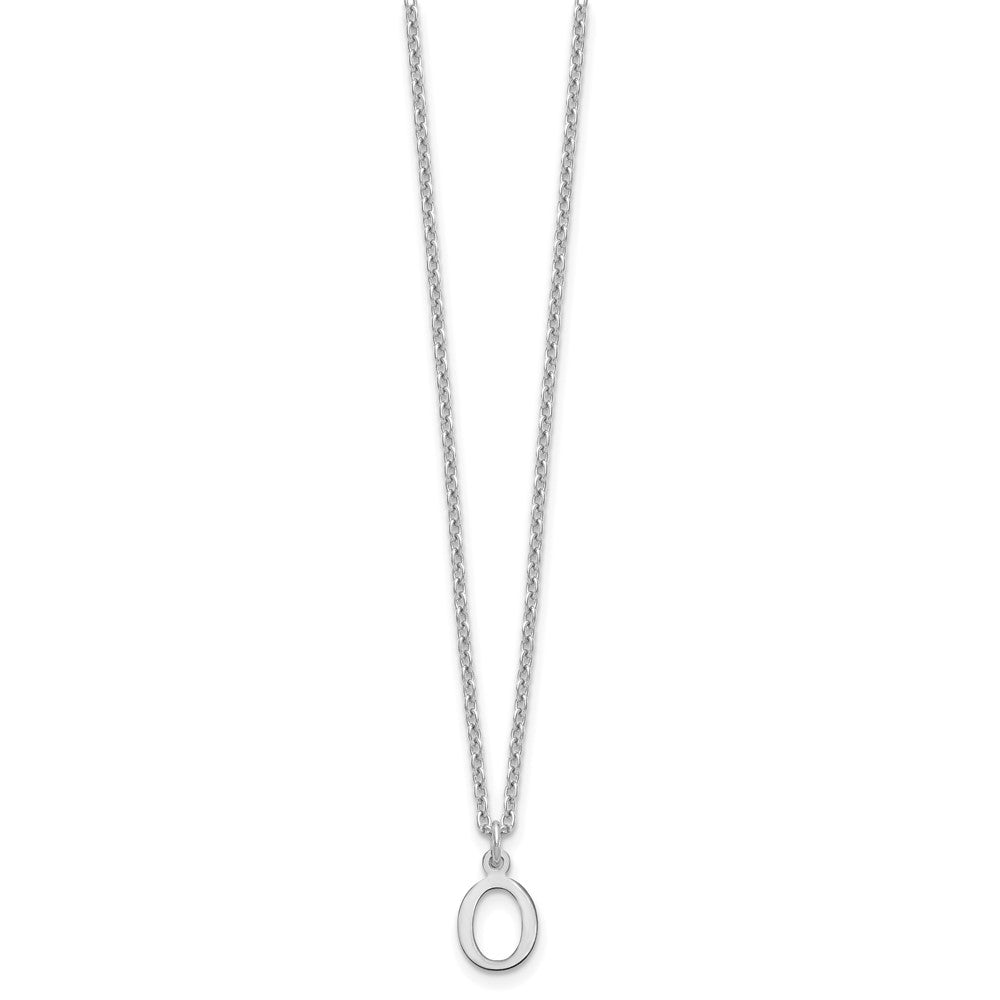 Sterling Silver Rhodium-plated Cutout Letter O Initial Necklace