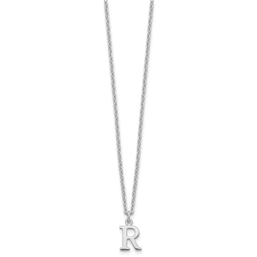 Sterling Silver Rhodium-plated Cutout Letter R Initial Necklace