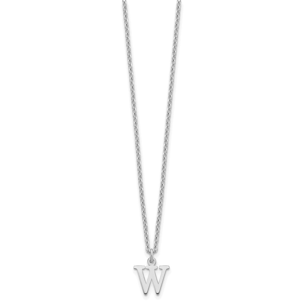 Sterling Silver Rhodium-plated Cutout Letter W Initial Necklace