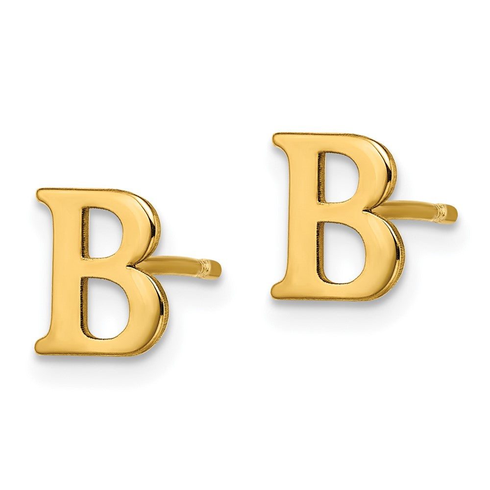 Sterling Silver Gold-plated Letter B Initial Post Earrings