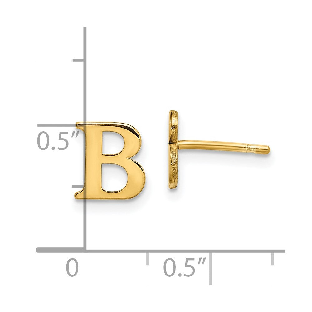 Sterling Silver Gold-plated Letter B Initial Post Earrings