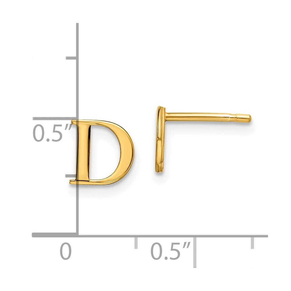 Sterling Silver Gold-plated Letter D Initial Post Earrings