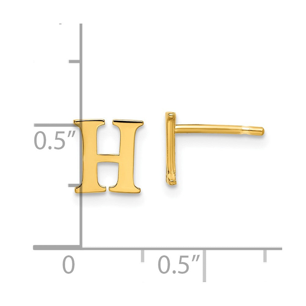 Sterling Silver Gold-plated Letter H Initial Post Earrings