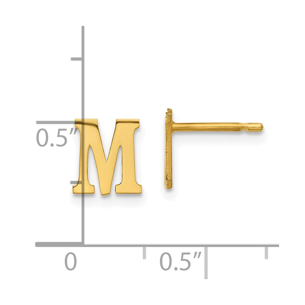 Sterling Silver Gold-plated Letter M Initial Post Earrings