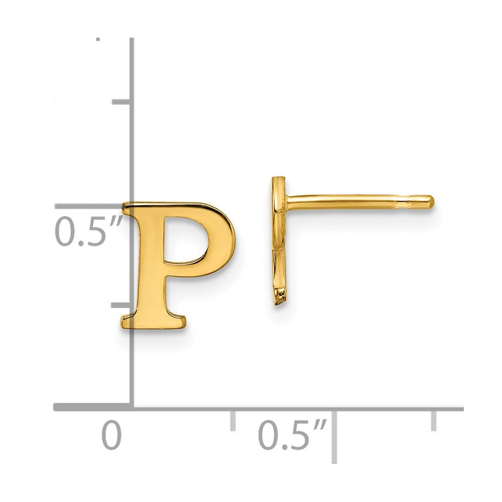 Sterling Silver Gold-plated Letter P Initial Post Earrings