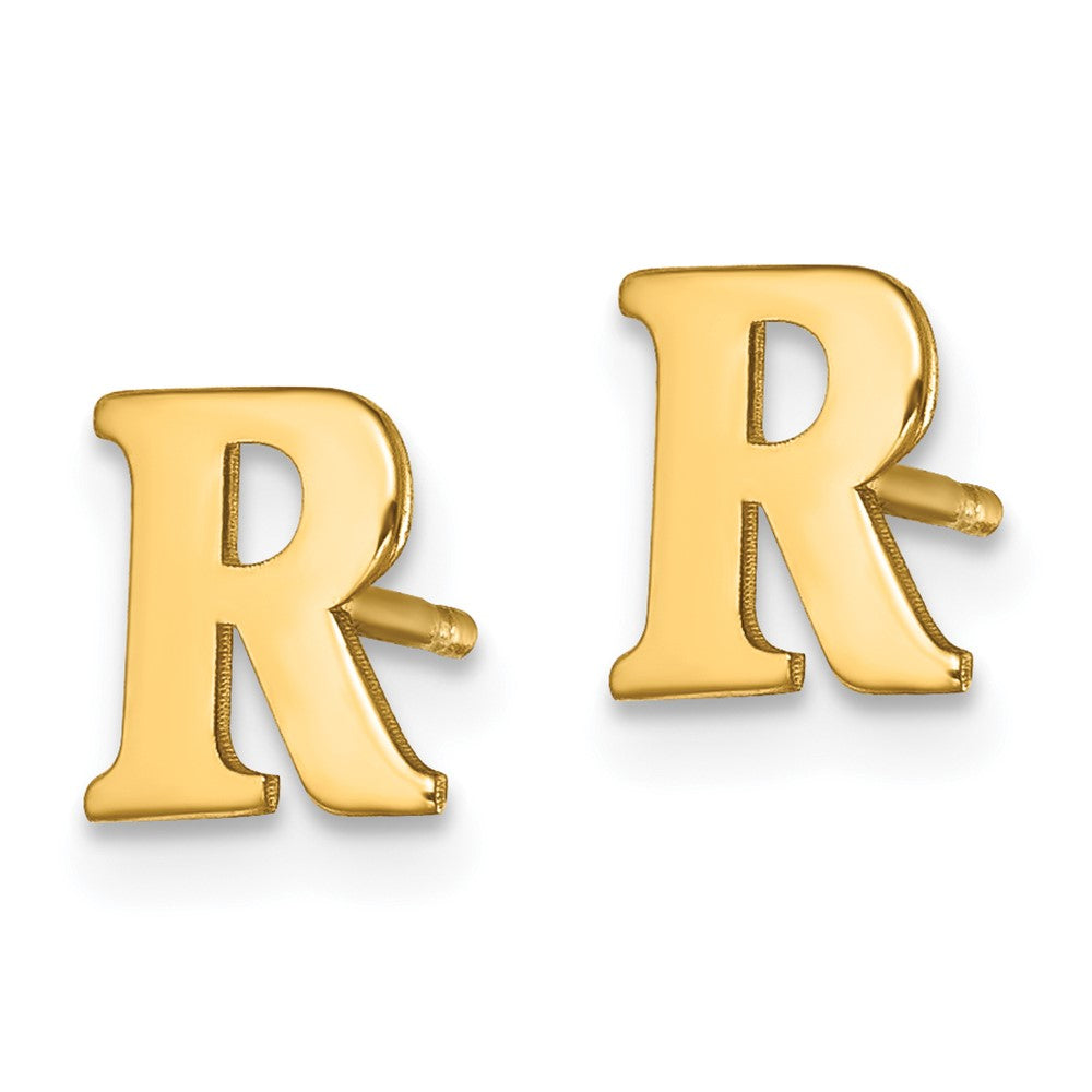 Sterling Silver Gold-plated Letter R Initial Post Earrings