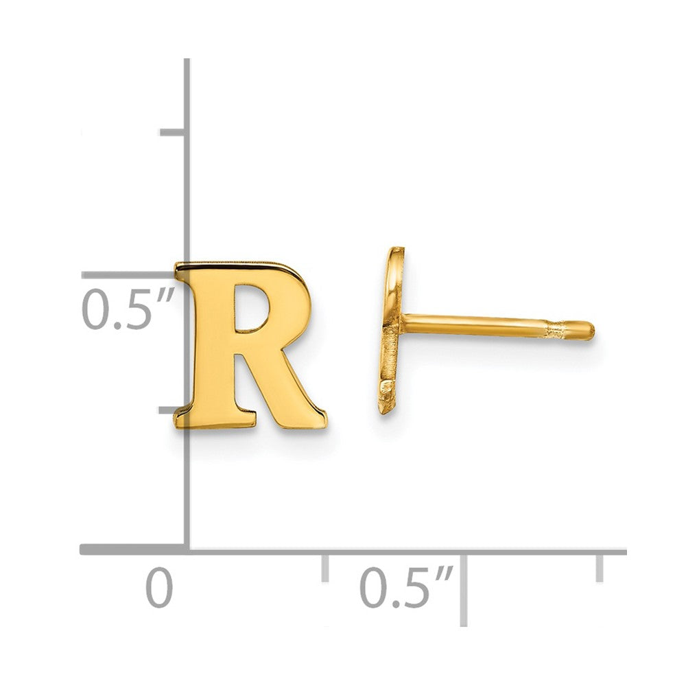 Sterling Silver Gold-plated Letter R Initial Post Earrings