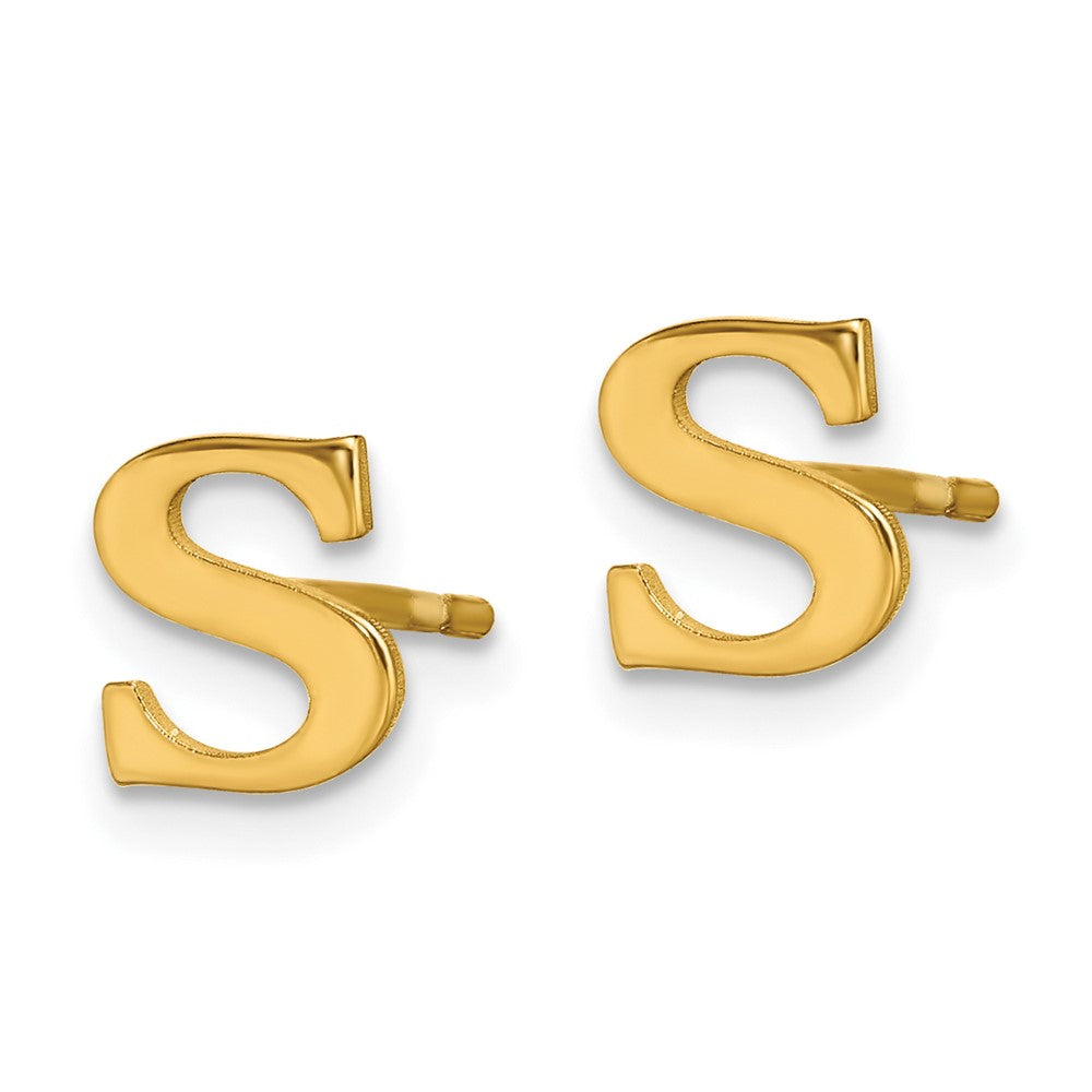 Sterling Silver Gold-plated Letter S Initial Post Earrings