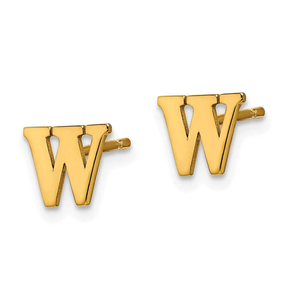 Sterling Silver Gold-plated Letter W Initial Post Earrings